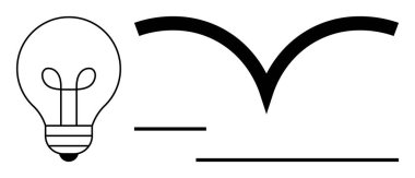 Kavisli çizgilerin yanındaki ampul soyut şekiller oluşturuyor. Yaratıcılık, yenilik, fikirler, tasarım, ilham, problem çözme, teknoloji için idealdir. Minimalist düz metafor