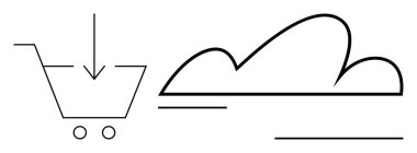 İndirmeleri temsil eden bir ok ve bulut ambarını sembolize eden bir bulut simgesi olan minialist alışveriş arabası. Ekommerce, teknoloji, veri, yenilik, bulut hizmetleri, dijital pazarlama, daire için ideal