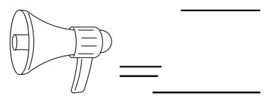 Megafon ses dalgaları ve yayılan çizgiler yayıyor. Pazarlama, tanıtım, mesajlaşma, konuşma, savunma, farkındalık, iletişim için ideal. Basit bir metafor.
