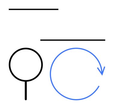 Büyüteç, dairesel ok ve yatay çizgiler arama, tekrarlama ve yapıyı temsil ediyor. Araştırma, inceleme, navigasyon, organizasyon yinelemesi için idealdir. Basit düz metafor