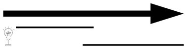 Sağ tarafa bakan kalın ok, yenilik ve ilerleme için ampulle eşleştirilen büyümeyi sembolize eder. İş için ideal, motivasyon, strateji, planlama, yaratıcılık, gelişme, vizyon. Düz basit
