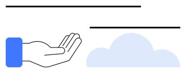 Açık avuç, işbirliği, cömertlik, dijital bulut depolama ve iletişimi temsil eden bir buluta doğru uzanıyor. İş, hayır kurumu, teknoloji, takım çalışması paylaşım dairesi için ideal