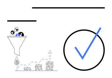 Huni küreleri madeni paralara dönüştürüyor, büyümeyi gösteriyor. Mavi işaret, ilerlemeyi ve başarıyı doğruluyor. İş, analitik, satış, strateji, pazarlama, finansal planlama için ideal