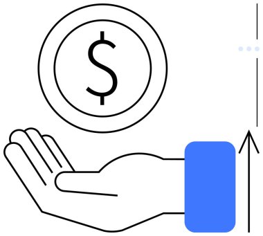 Yüzen para ve yukarı doğru ok, gelir, büyüme ve başarıyı sembolize eder. Finans, yatırım, iş stratejisi, bağış toplama, kâr, ekonomik okur yazarlık için idealdir. Basit bir metafor.