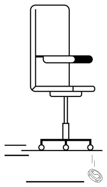 Ofis sandalyesi ayrık bir Caster 'ın yuvarlanmasıyla resmedilmiş. Çerçeve ve tekerlekler çalışma alanı verimliliğinde önemli bir rol oynar. Çalışma ergonomisi, onarım, üretkenlik, minimalizm, işyeri için ideal