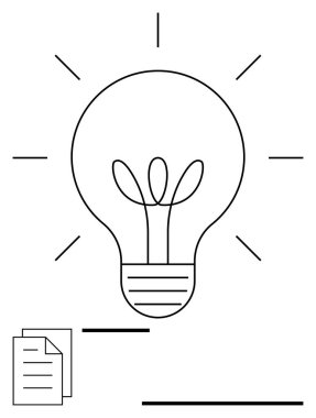 İçinde filizlenen bir bitki olan ampul büyümeyi, yaratıcılığı ve yeniliği simgeler. Belgeler planlamaya odaklanıyor. İş için ideal, sürdürülebilirlik, yaratıcılık, büyüme, eğitim için yeşil enerji