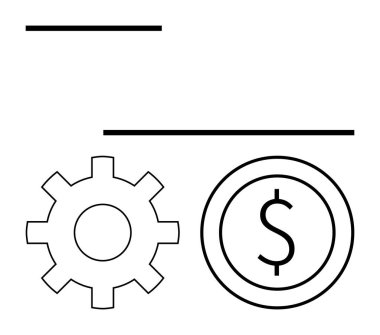 Verimlilik, verimlilik ve finansal büyüme kavramlarını vurgulayan doların yanında vites. Teknoloji, işletme, yönetim, finans, ekonomi, süreç iyileştirme ve yatırım için ideal