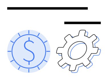 Vites ve madeni para ana hatları finans ve üretkenlik arasındaki işbirliğini gösteriyor. İş, teknoloji, ekonomi, yönetim, planlama ve yenilik için idealdir. Düz basit metafor