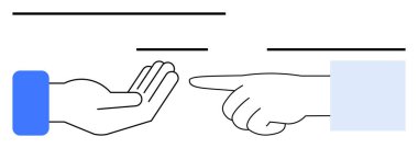 Geniş mavi kollu açık avuç içi, işaret eden bir ele bakıyor. Eylem ve tepki, sorumluluk ya da suçlamaları akla getiriyor. İletişim, iş, takım çalışması, işbirliği, rehberlik, sosyal