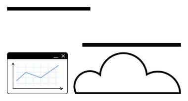 Tarayıcı penceresindeki dijital grafik bulut şekli ve çizgilerinin yanında. Teknoloji, analitik, bulut hesaplama, veri işleme, yenilik, iş büyümesi ve ilerleme için idealdir. Düz basit metafor