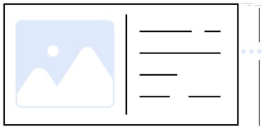 Solda büyük bir resim tutucu ve sağdaki metni temsil eden hizalanmış satırlar içeren basit bir düzen. Web tasarımı için ideal, wiream oluşturma, blog profilleme, portföy sunumu