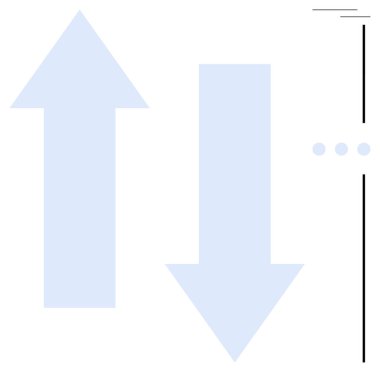 Noktalı dikey minimalist bir bölmenin yanında yukarı ve aşağı uzanan iki büyük ok karşılaştırma, hareket ya da yön değiştirme anlamına gelir. Karar verme, veri akışı, büyüme, eğilim analizi için ideal