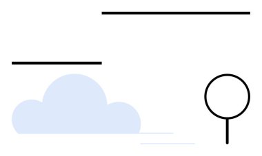 Bulut, dairesel minimalist ağaç ve temiz yatay çizgiler ile ufuk çizgisine çakışır. Basitlik, soyutlama, web tasarımı, doğa kavramları, sakinlik, minimalizm, düz basit metafor için idealdir.