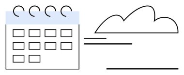 Buluta bağlı ızgara planlı takvim veri senkronizasyonu, dijital planlama ve verimliliği temsil ediyor. Organizasyon, teknoloji, zaman yönetimi, üretkenlik, bulut depolama için ideal