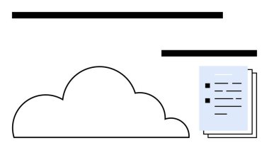Belgelerle eşleşen bulut çizgisi dijital depolama, veri paylaşımı veya yedekleme anlamına gelir. Bulut teknolojisi, dosya yönetimi, bilişim çözümleri, iş akışı, işbirliği, organizasyon dairesi için ideal