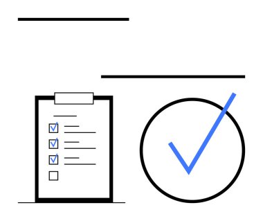 Koyu mavi kene simgesinin yanında mavi işaretli asgari kontrol listesi. Görev yönetimi, verimlilik, hedef belirleme, planlama, organizasyon, verimlilik ve tamamlama için ideal. Düz basit metafor
