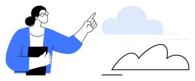 Mavi ceketli kadın, elinde bir dosya tutarken uzak bir bulutu işaret ediyor. Bu da ihtiraslı ya da gelecek planlı olduğunu gösteriyor. Liderlik için ideal, strateji, hayaller, yenilik, başarı, rehberlik vizyonu. Asgari