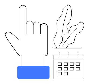 Bir takvimin yakınına işaret ederek ve yapraklar, stratejiyi, organizasyonu, zamanlamayı, zaman yönetimini, büyümeyi, üretkenliği, odaklanmayı ve planlamayı temsil eder. Eğitim ekibi projeleri için ideal