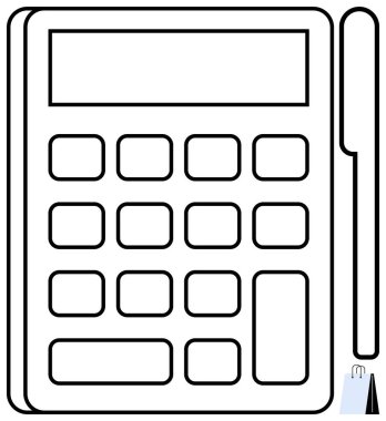 Üzerinde büyük anahtarlar ve bir kalem olan hesap makinesi, verimliliği, bütçeyi, muhasebeyi, matematiği ve iş aletlerini simgeliyor. Eğitim, finans, analiz işyeri planlama için ideal
