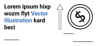 Yükselen oklu para madeni ilerlemeyi ve büyümeyi temsil ediyor. Yatırım, tasarruf, finans, iş büyümesi, ekonomik eğilimler, kurumsal başarı, soyut çizgi düz metafor için ideal