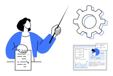 Belge tutarken vites gösteren kişi, tablet, çizelgeler. İş planlaması, veri analizi, proje yönetimi, eğitim, teknoloji, süreç optimizasyonu, basit iniş için ideal