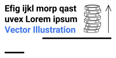 Yükselen bir okla eşleşen bozuk paralar mali büyüme ve ilerlemeyi simgeler. İş, yatırım, finans, ekonomi, tasarruf, zenginlik ve basit iniş sayfası için ideal