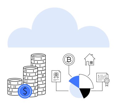 Analiz çizelgesinin yanında birikmiş paralar blok zinciri, konut, yatırım ve sertifikalarla bağlantılı. Finans, engelleme zinciri, tasarruf, kripto para yatırımı zenginlik ekonomisi için idealdir. Düz basit