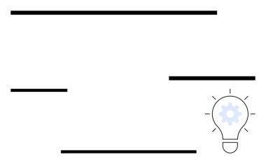 Minimalist çizgilere yerleştirilmiş yenilik ve teknolojiyi temsil eden dişli ikonlu ampul. Yaratıcılık, beyin fırtınası, teknoloji, yenilik, problem çözme, minimalizm, üretkenlik için ideal