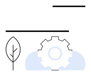 Minimalist tasarım vites, yaprak ve yumuşak bulut aksanını birleştiriyor. Sürdürülebilirlik, teknoloji, yenilik, çevre bakımı, ekoloji yenilenebilir enerji ve verimlilik için idealdir. Düz basit