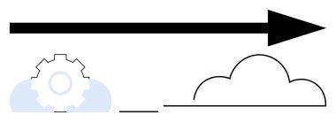 Ok yönü ve büyümeyi simgeler, teknoloji ve süreç için vites, bağlantı için bulut. Strateji, yenilik, takım çalışması, veri, ilerleme otomasyon geleceği için idealdir. Düz basit metafor