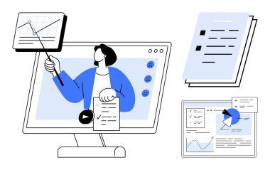 İzleme, çizelge analizi ve notlarla profesyonel veri içgörüleri sunuyor. Çevrimiçi öğrenme, analitik, sunumlar, eğitim, web siteleri, dijital iletişim için ideal basit iniş sayfası