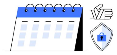 Spiral takvim, eller yukarı, kalkan kilitlendi. Güvenlik planlaması, programlama, zaman yönetimi, güvenilirlik, organizasyon koruma verimliliği için ideal. Soyut satır düzlüğü