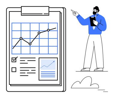 Tablet tutan biri tarafından incelenen grafik, liste ve çizelgeler. Veri takibi, iş geliştirme, raporlama, büyüme stratejisi, planlama, analiz takım çalışması için ideal basit