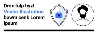 Kilit sembollü kalkan güvenliği temsil ediyor, kullanıcı avatarı kişisel kimliği vurguluyor. Dijital gizlilik, veri koruması, siber güvenlik, kullanıcı profilleri, kimlik doğrulama, çevrimiçi güvenlik, daire