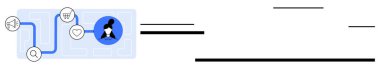 Akış hattı üzerinden arama, alışveriş ve kontrol işaretleri için simgelere bağlı kullanıcı profili. Kişiselleştirme, pazarlama, e-ticaret, kullanıcı deneyimi, ilişki, karar verme dairesi için ideal