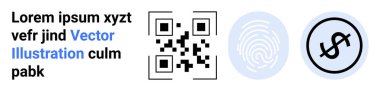 QR kod tarayıcı, parmak izi biyometriği ve minimal tasarım dolar işareti. Dijital güvenlik, kimlik doğrulama, fintech, ödeme sistemleri, çevrimiçi kimlik, veri erişimi için ideal basit