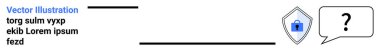 İçinde kilit simgesi olan bir kalkan, soru işareti olan bir konuşma balonunun yanında. Güvenlik, gizlilik, çevrimiçi güvenlik, veri koruması, şifreleme, mesajlaşma, düz iniş sayfası afişi için ideal