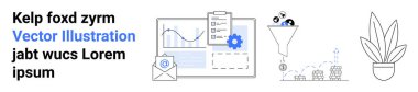 Veri tabloları, analitik, teçhizat, e-posta ikonu, huni ve bitki elementleri. Pazarlama, analitik, e-posta kampanyaları otomasyon iş akışı bilgileri düz iniş sayfası afişi için ideal