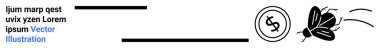 Dolar sembolüyle işaretlenmiş sikke ve hareket çizgileri olan uçan böcek hızlı bir servet kaybı olduğunu gösteriyor. Finans, bütçe, tasarruf, borç, yatırım, vergilendirme, iş için ideal. Soyut satır düzlüğü