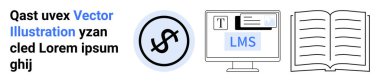 Dijital para birimi sembolü, LMS arayüzlü bilgisayar ekranı, açık kitap. Eğitim, finans, teknoloji, e-öğrenme, bilgi paylaşımı, akademik kaynaklar için ideal basit iniş sayfası