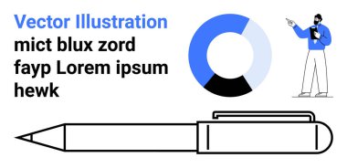 Profesyonellik, analiz, eğitim, yaratıcılık, iş, raporlama ve basit iniş sayfası için veri sunan adam