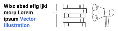 Bilgi, iletişim, eğitim ve bilgi paylaşımını sembolize eden bir megafonun yanında kitap yığını. Kaynakları öğrenmek için ideal, halka açık konuşma, duyurular, dijital içerik, akademik