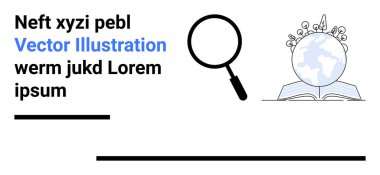 Yerküreye yakın büyüteçler açık bir kitabın üzerinde yazılı. Eğitim, araştırma, keşif, keşif, keşif, öğrenme, edebiyat ve basit iniş sayfası için ideal