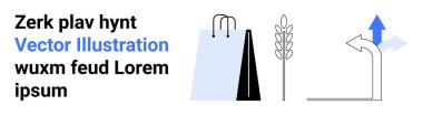 Alışveriş torbası, buğday sapı ve yön oku sürdürülebilirliği, tarımı ve karar vermeyi çağrıştırıyor. Perakende, eko-ürün, tarım, büyüme seçenekleri için ideal basit iniş sayfası