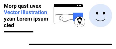 El işaretçisi web sayfası profil bölümüyle etkileşim halinde, gülen yüz hissi. Dijital etkileşim için ideal, UX tasarımı, çevrimiçi kimlik, ağ oluşturma, iletişim, sosyal medya, basit iniş sayfası