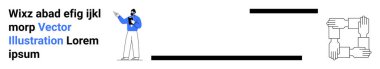 Takım çalışmasını ve işbirliğini sembolize eden birbirine bağlı ellerin yanında bir pano sunan kişi. İşbirliği, ortaklık, iletişim, liderlik, eğitim, destek için ideal