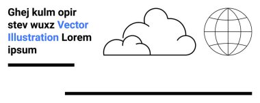 Bulut grafiği, küre ve modern tarzda örnek metin içeren yatay çizgiler. Teknoloji için ideal, küresel bağlantı, yenilik, ağ, eğitim, medya sade iniş sayfası