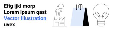 Duman yayan fabrika, çevre dostu alışveriş torbaları ve yaratıcılık için bir ampul. Endüstri için ideal, sürdürülebilirlik, yenilik, kirlilik, yenilenebilir kaynaklar, eko-bilinç sade iniş