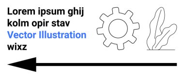 Vites, kalın ok, soyut yaprak ve yer tutucu metin modern stilleri birleştirir. Teknoloji, iş, iş akışı, navigasyon, yön süreci ve basit iniş sayfası için ideal