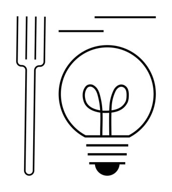 Çatal ve ampul minimalist çizgi şeklinde dizilmiş, fikirleri, yaratıcılığı ve gıda, tasarım ve enerji bağlamlarında yeniliği öneriyor. Gıda, yenilik ve sürdürülebilirlik enerjisi için ideal